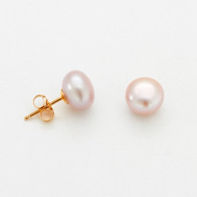 Button pearl stud earrings discount