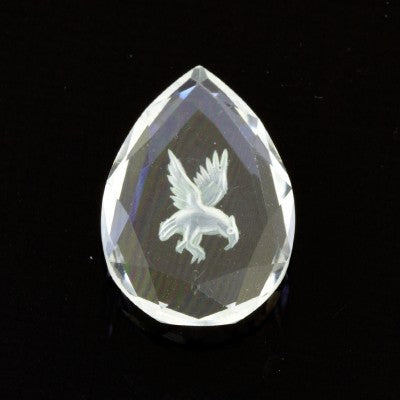 15x10mm Pear Cut White Quartz Eagle Intaglio Carving