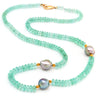 9-10mm Baroque Cortez Pearl® Necklace with Neon Tourmaline Rondelle Beads and 20k yellow gold beads