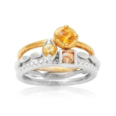 Orange & Yellow Montana Sapphire Stacking Rings in 14kt White & Yellow Gold