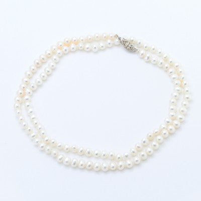 26 Inch 5.5mm Semi-Round Pearl Strand with Sterling Silver Clasp
