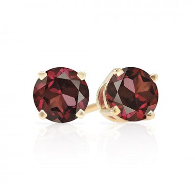 3mm, 4mm or 5mm Round Raja Garnet Stud Earrings in 14kt Gold