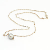 8-9mm Round Cortez Pearl® Necklace on a Sterling Silver Box Chain