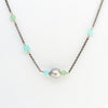 8-9mm Baroque Cortez Pearl® Necklace with Peruvian Opal Beads on a Ruthenium Plated Sterling Silver Chain