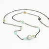 8-9mm Baroque Cortez Pearl® Necklace with Peruvian Opal Beads on a Ruthenium Plated Sterling Silver Chain