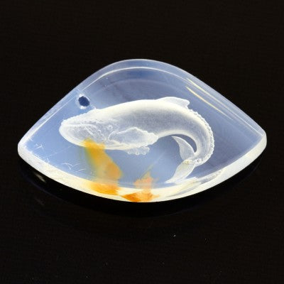 20mm x 33mm Free Form Oregon Opal Intaglio Whale Carving